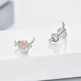 Sterling Silver Highland Cow Stud  Earrings