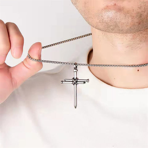 Stainless Steel Cross Pendant Necklace for Men