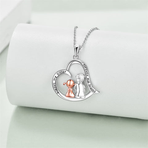 Sterling Silver Brother and Sister Pendant Necklace With Engraved