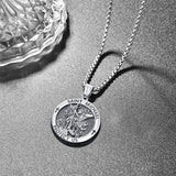 Sterling Silver Saint Michael Saint Christopher Amulet Pendant Necklace for Men