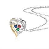 Sterling Silver Personalized Name Birthstones Heart Pendant Necklace