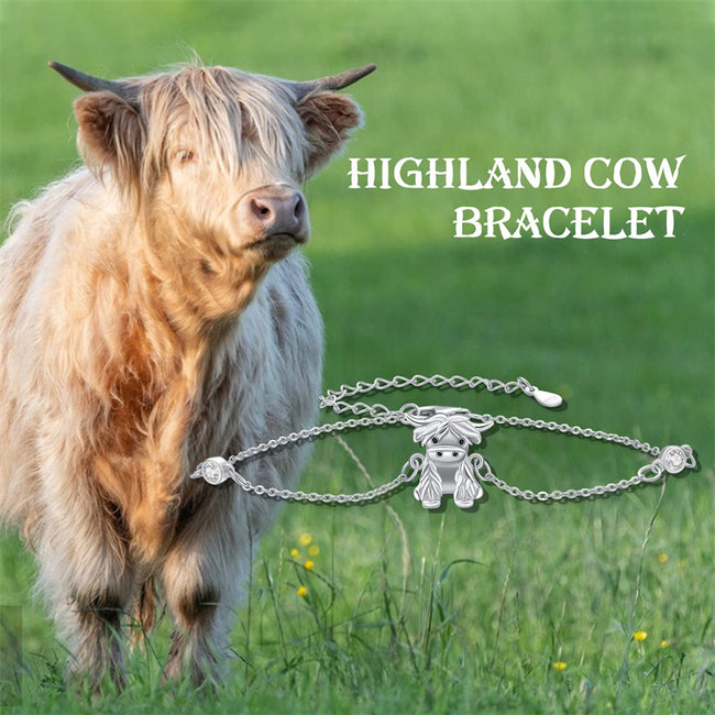 Silver Highland Cow Charm Bracelet: Quality Highland Cow Gift for Her,  White Highland Cow, White Cow, White Bull, Silver Highland Cow Gift 