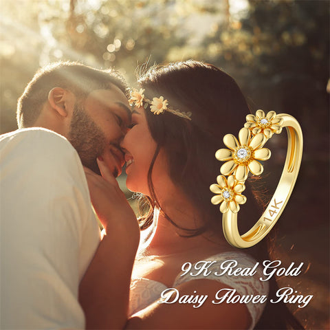 14K Gold Nature Diamond Daisy Engagement Ring