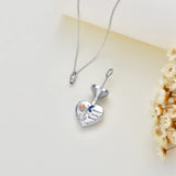 Sterling Silver Heart Rose Butterfly Urn Necklace for Ashes With Engraved