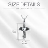 Cremation Jewelry for Women/Men 925 Sterling Silver Wings Cross Urn Necklaces for Ashes with Heart Crystal Oxidized Necklace