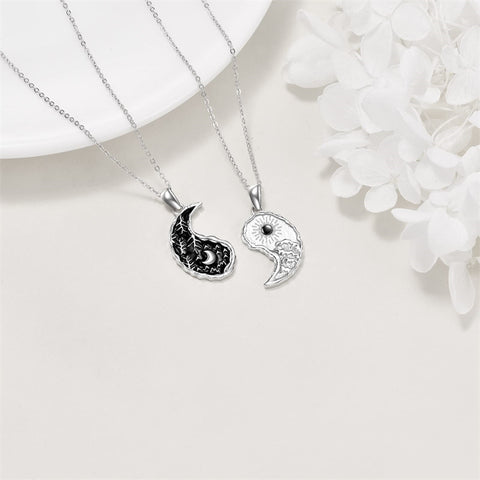 Sterling Silver Yin Yang Sun Moon Mountain Tree of Life Couple Necklaces