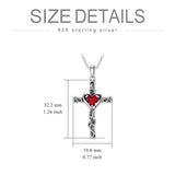 Birthstone Cross Necklaces for Women Sterling Silver I Love You Heart Cross Pendant Necklace