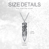 Bullet Urn Necklace for Ashes 925 Sterling Silver Butterfly Rose Pendant Keepsake Cremation Jewelry Gift for Women Men