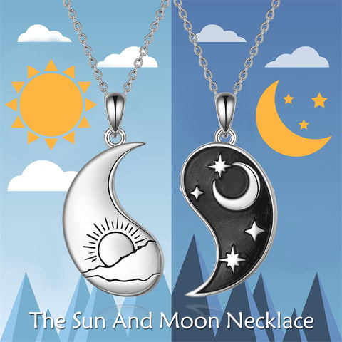 Sterling Silver Yin Yang Sun Moon Mountain Tree of Life Couple Necklaces