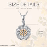 Sterling Silver Sunflower Pendant Necklace with Engraved Message