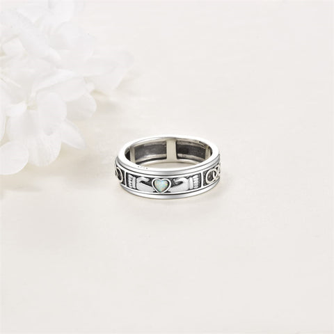 Sterling Silver Claddagh Moon And Star Anxiety Spinner Ring