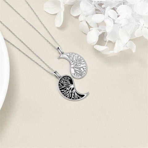 Sterling Silver Yin Yang Sun Moon Mountain Tree of Life Couple Necklaces