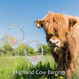 Sterling Silver Highland Cow   Hoop Earrings