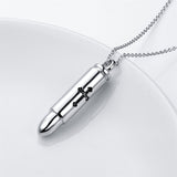 S925 Sterling Silver Urn Necklace Memorial Ashes Keepsake Exquisite Cremation Simple Bar Bullet Cross Pendant Jewelry