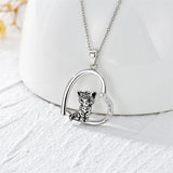 Sterling Silver Leopard  Pendant Necklace