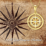 14K Gold Compass Pendant Necklace