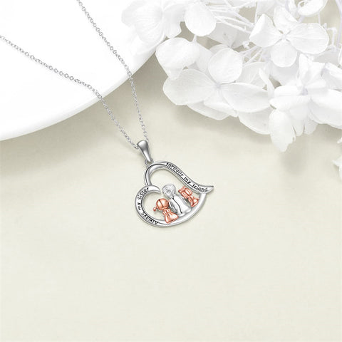 Sterling Silver Brother and Sister Pendant Necklace With Engraved