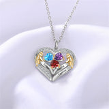 Sterling Silver Personalized Birthstone & Name Heart Shaped Pendant Necklace