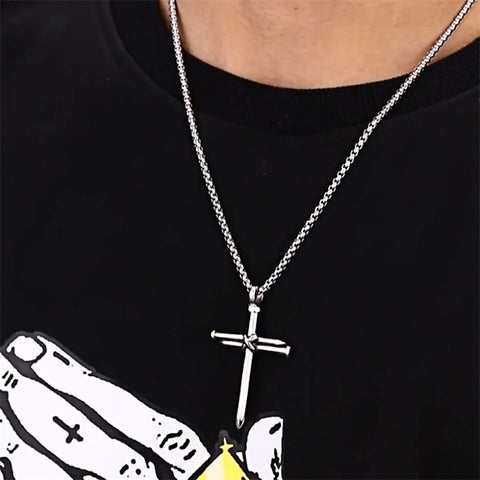 Stainless Steel Cross Pendant Necklace for Men