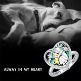 Sterling Silver Dog Urn Necklace Ring for Ashes with Engraveds