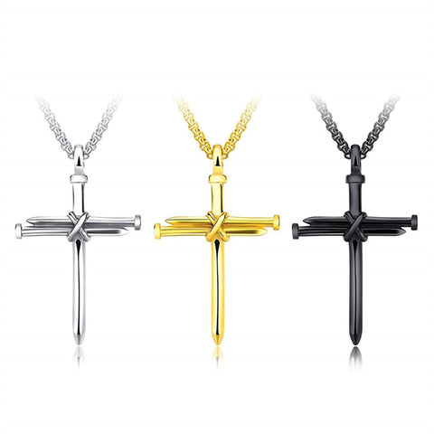 Stainless Steel Cross Pendant Necklace for Men