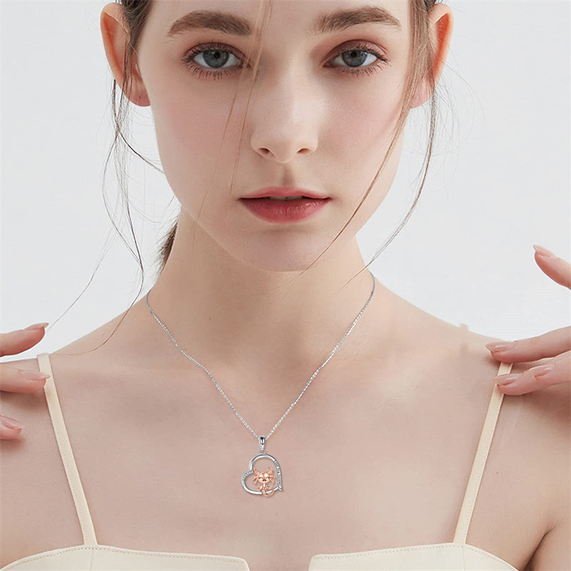 Heart Animal Necklace Sterling Silver Axolotl Pendant Necklace Heart Axolotl Jewelry for Women Girls Christmas Gifts