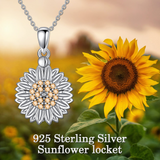 Sterling Silver Sunflower Necklace Jewelry For Women Locket with Engraved Message Valentine's Day Gift For Her