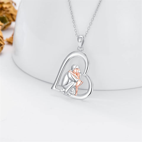 Sterling Silver Father Daughter Heart Pendant Necklace from Dad Gift for Daughter