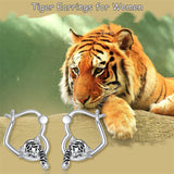 Sterling Silver Tiger Hoop Earrings