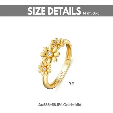 14K Gold Nature Diamond Daisy Engagement Ring