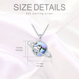 Planet Cat  Necklace Sterling Silver Pendant Jewelry Gifts Birthday Christmas Gifts for Women