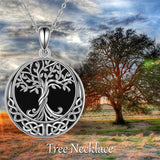 Tree of Life Necklace 925 Sterling Silver Abalone Shell Celtic Knot Pendant Necklace for Women Jewelry