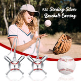 925 Sterling Silver Baseball/Football Earrings Sports Accessories Jewelry Fans Baseball/Football Gift