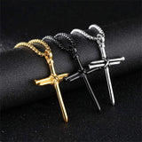 Cross Necklace for Men Cross Pendant Stainless Steel Necklace