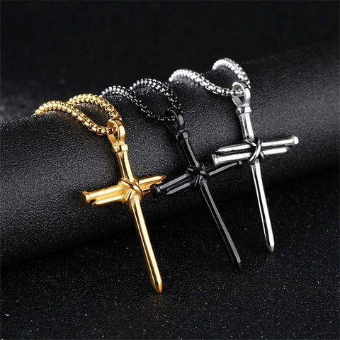 Stainless Steel Cross Pendant Necklace for Men