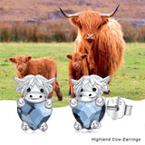 Sterling Silver Highland Cow Stud  Earrings