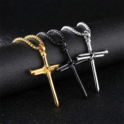 Stainless Steel Cross Pendant Necklace for Men