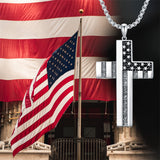 Sterling Silver American Flag Patriot & Cross Pendant Necklace for Men