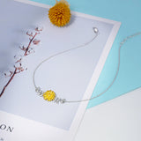 Sterling Silver Sunflower Single Layer Anklet