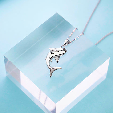 Sterling Silver Shark Pendant Necklace