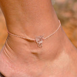 Sterling Silver Birthstone Highland Cow Anklet Animal Anklet Gift for Her