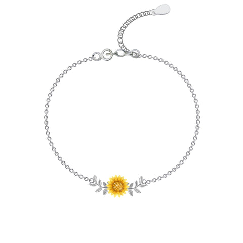 Sunflower Anklet, Sterling Silver Beaded Ankle Bracelet, Good Luck Charm Jewelry, Boho Foot Jewelry, Sunflower Charm Anklet Chain flower anklets enjoy life creative 